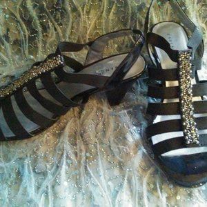 Black & silver evening sandals